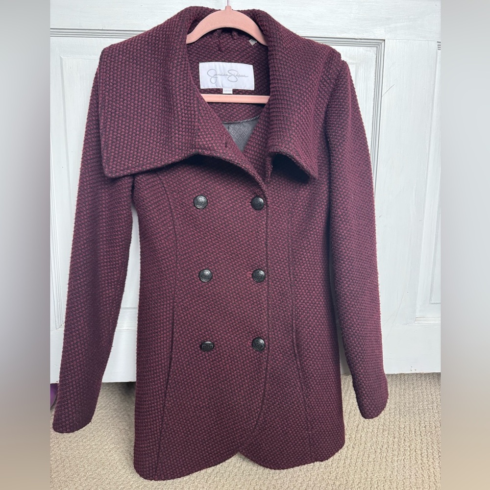 Jessica Simpson Women's Burgundy Pea Coat